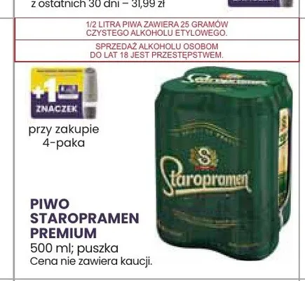 Piwo Staropramen Premium promocja w Stokrotka