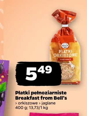 Płatki pełnoziarniste Breakfast from Bell's orkiszowe promocja w Netto