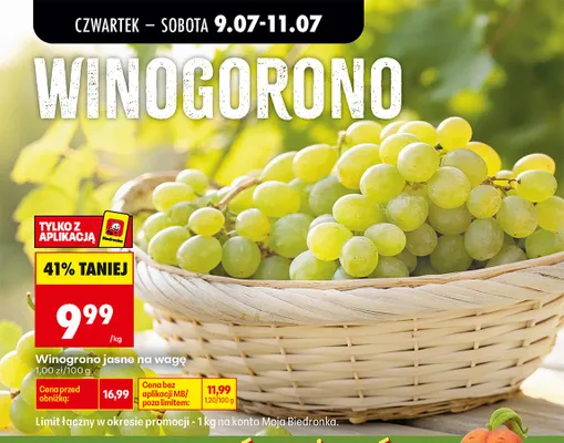 Winogrono jasne na wagę promocja w Biedronka