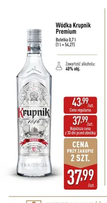 Wódka Krupnik Premium promocja w Aldi
