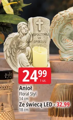 Anioł ze świecą LED Floral Styl 18 cm promocja w Leclerc
