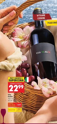 Wino czerwone Via Italia promocja w Biedronka