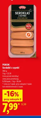 Serdelki z szynki Pikok promocja w Lidl