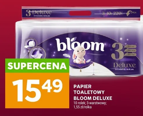Papier toaletowy Bloom Deluxe 3-warstwowy 10-pak promocja w Stokrotka