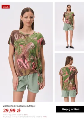 Zielony top z nadrukiem tropic Greenpoint promocja w Greenpoint