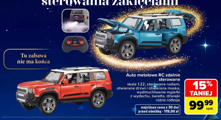 Auto metalowe RC zdalnie sterowane skala 1:22 promocja w Carrefour