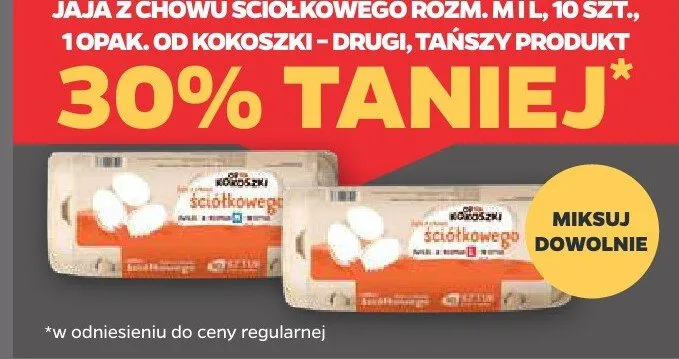 Jaja z chowu ściółkowego rozm. M i L Kokoszki promocja w Netto
