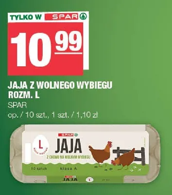 Jaja z wolnego wybiegu rozm. L SPAR promocja w SPAR