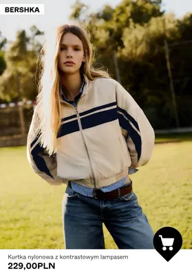 Kurtka nylonowa z kontrastowym lampasem Bershka promocja w Bershka