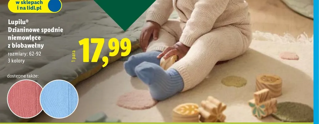 Spodnie dzianinowe niemowlęce z biobawełny  promocja w Lidl