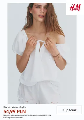 Bluzka z domieszką lnu H&M promocja w H&M