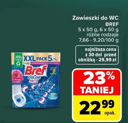Zawieszki do WC Bref 5-pak 50 g promocja w Carrefour