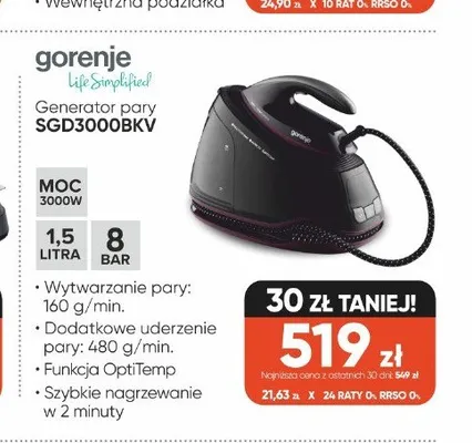 Generator pary gorenje SGD3000BKV promocja w Max Elektro