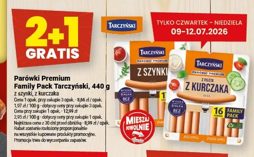 Parówki Premium Family Pack Tarczyński z kurczaka promocja w Twój Market