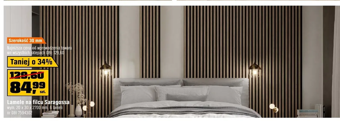 Lamele na filcu Saragossa wym. 20x30x2700mm 6 lameli promocja w OBI