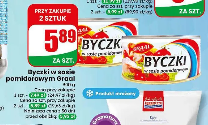 Byczki w sosie pomidorowym Graal promocja w Dino