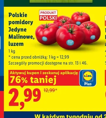 Pomidory Jedyne Malinowe polskie Lidl promocja w Lidl