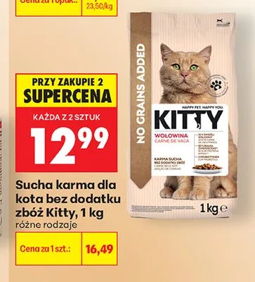 Sucha karma dla kota bez dodatku zbóż wołowina Kitty promocja w Biedronka