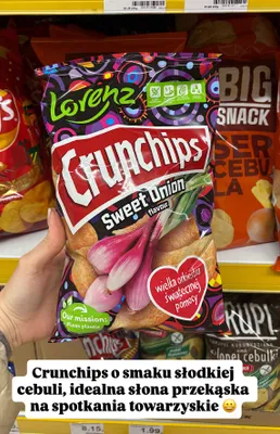 Chipsy Lorenz Crunchips WOŚP sweet onion 130g promocja w Dino