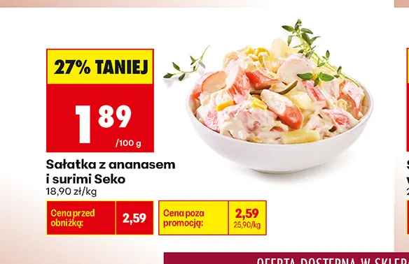 Sałatka z ananasem i surimi Seko promocja w Biedronka