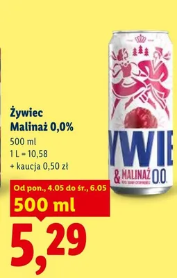 Piwo bezalkoholowe Żywiec Malinaż 0,0% promocja w Lidl