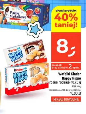 Wafelki Kinder Happy Hippo Cocoa promocja w Dealz