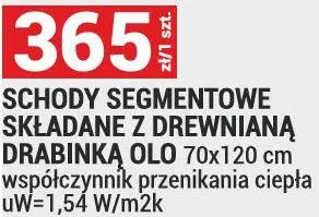 SCHODY SEGMENTOWE SKŁADANE Z DREWNIANĄ DRABINKĄ OLA 70x120 cm współczynnik przenikania ciepła uW=1,54 W/m2K promocja w Merkury Market
