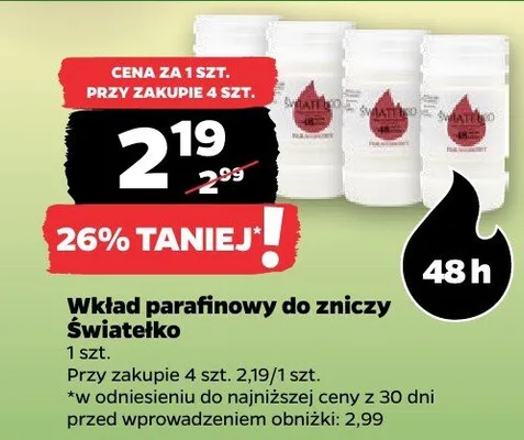Wkład parafinowy do zniczy Światełko promocja w Netto