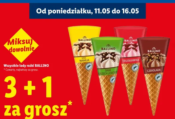 Lody rożek czekolada Ballino promocja w Lidl