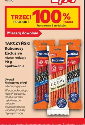 Kabanosy Exclusive różne rodzaje Tarczyński promocja w Kaufland