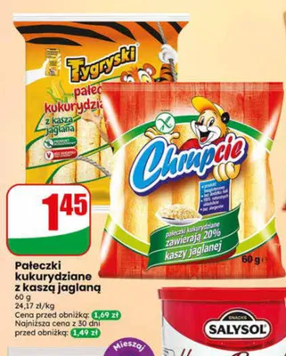 Pałeczki kukurydziane z kaszą jaglaną Tygryski promocja w Dino