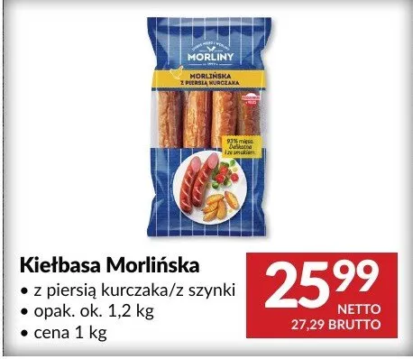 Kiełbasa Morlińska z piersią kurczaka/z szynki promocja w Makro