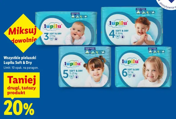 Pieluszki Lupilu Soft & Dry promocja w Lidl