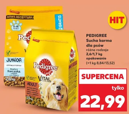 Sucha karma dla psów różne rodzaje 2,6/1,7kg promocja w Kaufland