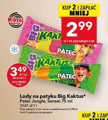 Lody na patyku Big Kaktus promocja w LEWIATAN