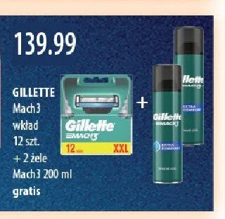 Wkład Mach 3 12szt. + 2 żele Mach 3 200ml gratis GILLETTE promocja w Drogerie Laboo