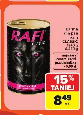 Karma dla psa Rafi Classic z indykiem i marchewką promocja w Carrefour Market