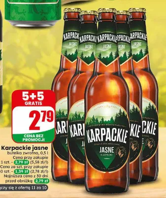 Piwo Karpackie Jasne promocja w Dino