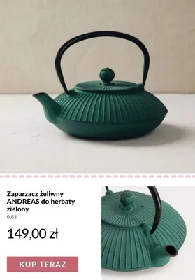 Zaparzacz żeliwny ANDREAS do herbaty zielony 0,8 l promocja w Homla