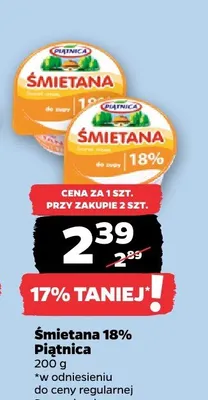 Śmietana 18% Piątnica promocja w Netto