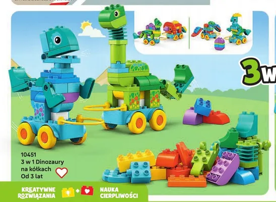Klocki LEGO Duplo 10451 3 w 1 Dinozaury na kółkach promocja w LEGO