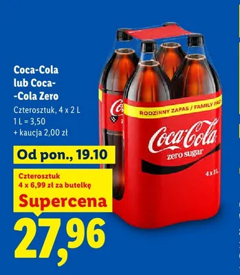 Napój gazowany Coca-Cola Zero 4-pak promocja w Lidl