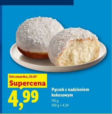 Pączek z nadzieniem kokosowym promocja w Lidl
