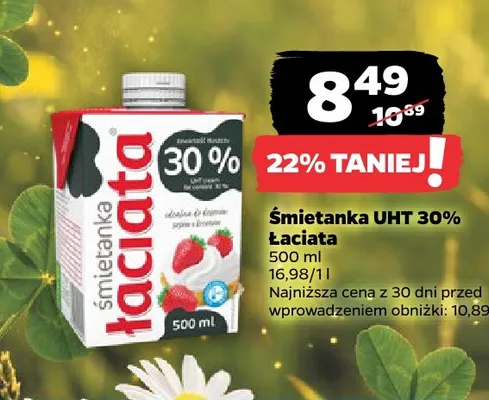 Śmietanka UHT Łaciata 30% promocja w Netto