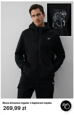 Bluza dresowa regular z kapturem męska 4F promocja w 4F