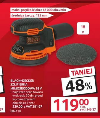 Szlifierka mimośrodowa Black+Decker promocja w Selgros