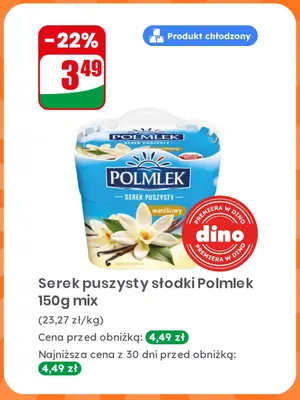 Serek puszysty słodki Polmlek promocja w Dino