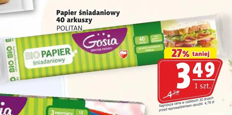 Papier śniadaniowy Gosia 40 arkuszy promocja w Prim Market