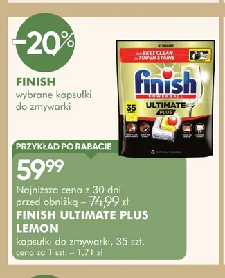 Kapsułki do zmywarki Finish Ultimate Plus Lemon promocja w Super-Pharm