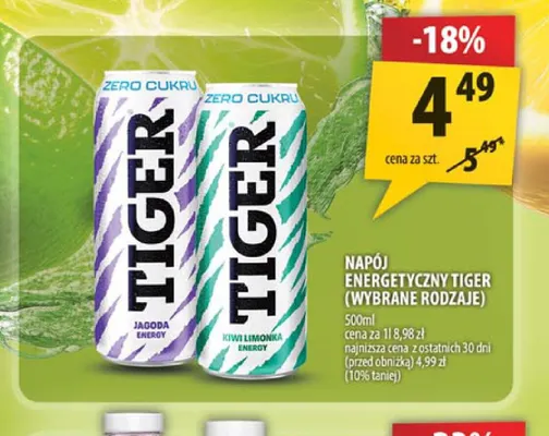 Napój energetyczny Tiger Jagoda Energy zero cukru promocja w Arhelan